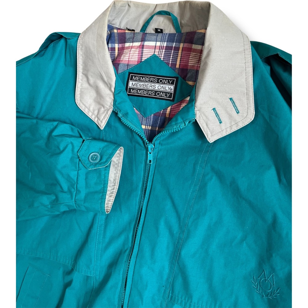 Members Only Teal Jacket Men's Size Medium Lightweight Windbreaker Classic Korea